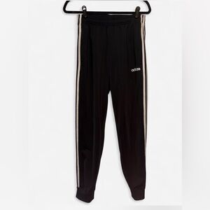 Adidas Men Black Joggers with White Stripes